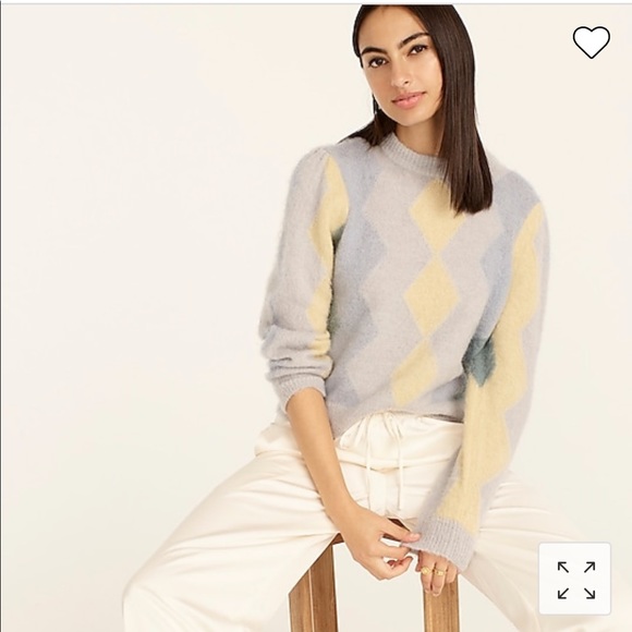 J. Crew Sweaters - J. Crew Diamond-Checked Cropped Crewneck Sweater